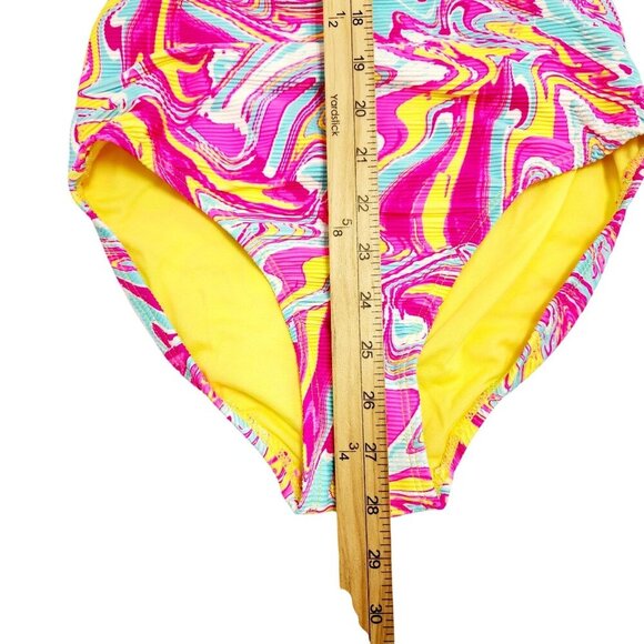 Womens High-Waisted Swirl Print Bikini Set Halter Tie Cut-Out Detail Size S - Picture 6 of 8